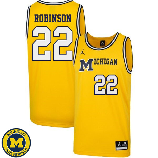 Men Michigan Wolverines #22 Duncan Robinson Yellow 1989 Retro NCAA Basketball Jersey